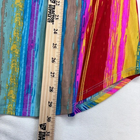 Dear Scarlett Women Striped V Neck Tunic Top Size Large Chic Bohemian Resort - Picture 5 of 6